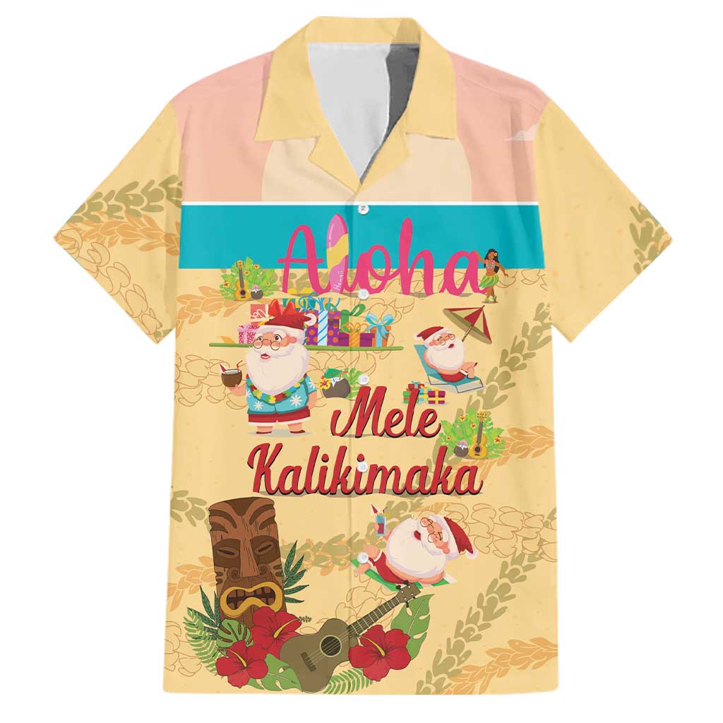 Aloha Hawaii Mele Kalikimaka Family Matching Off Shoulder Short Dress and Hawaiian Shirt Beachy Funny Santa Hawaiian Lei - Polynesian Pride