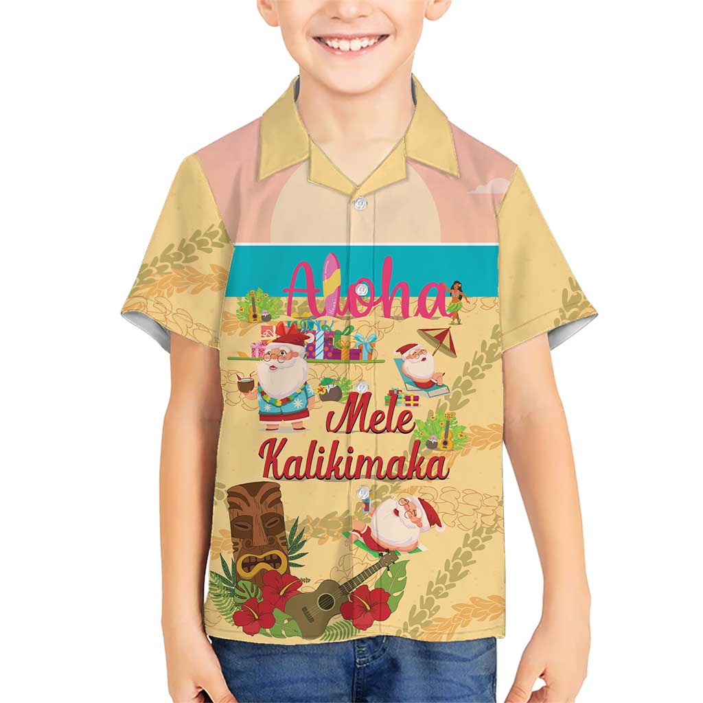 Aloha Hawaii Mele Kalikimaka Family Matching Off Shoulder Short Dress and Hawaiian Shirt Beachy Funny Santa Hawaiian Lei - Polynesian Pride