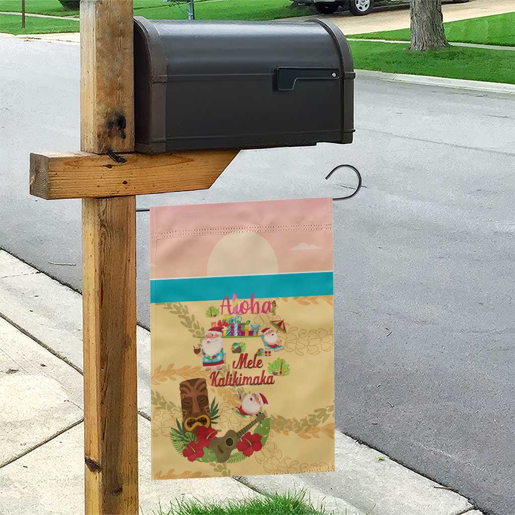 Aloha Hawaii Mele Kalikimaka Garden Flag Beachy Funny Santa Hawaiian Lei - Polynesian Pride