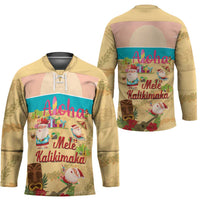 Aloha Hawaii Mele Kalikimaka Hockey Jersey Beachy Funny Santa Hawaiian Lei - Polynesian Pride
