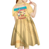 Aloha Hawaii Mele Kalikimaka Kid Short Sleeve Dress Beachy Funny Santa Hawaiian Lei - Polynesian Pride