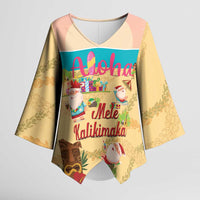 Aloha Hawaii Mele Kalikimaka Kimono Sleeve Blouse Beachy Funny Santa Hawaiian Lei LT14 Female Yellow - Polynesian Pride