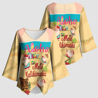 Aloha Hawaii Mele Kalikimaka Kimono Sleeve Blouse Beachy Funny Santa Hawaiian Lei LT14 - Polynesian Pride