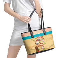 Aloha Hawaii Mele Kalikimaka Leather Tote Bag Beachy Funny Santa Hawaiian Lei - Polynesian Pride