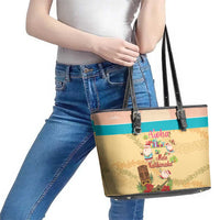 Aloha Hawaii Mele Kalikimaka Leather Tote Bag Beachy Funny Santa Hawaiian Lei - Polynesian Pride
