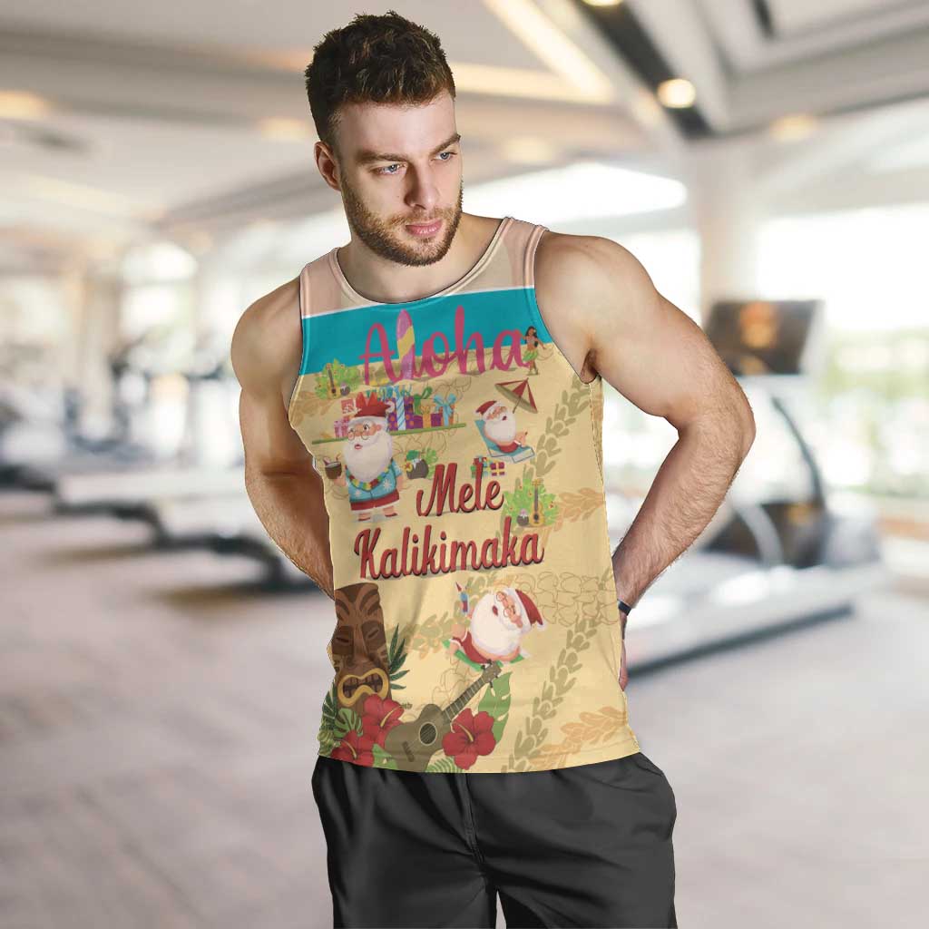 Aloha Hawaii Mele Kalikimaka Men Tank Top Beachy Funny Santa Hawaiian Lei - Polynesian Pride