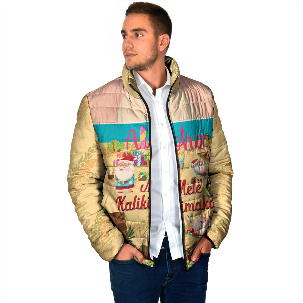 Aloha Hawaii Mele Kalikimaka Padded Jacket Beachy Funny Santa Hawaiian Lei - Polynesian Pride