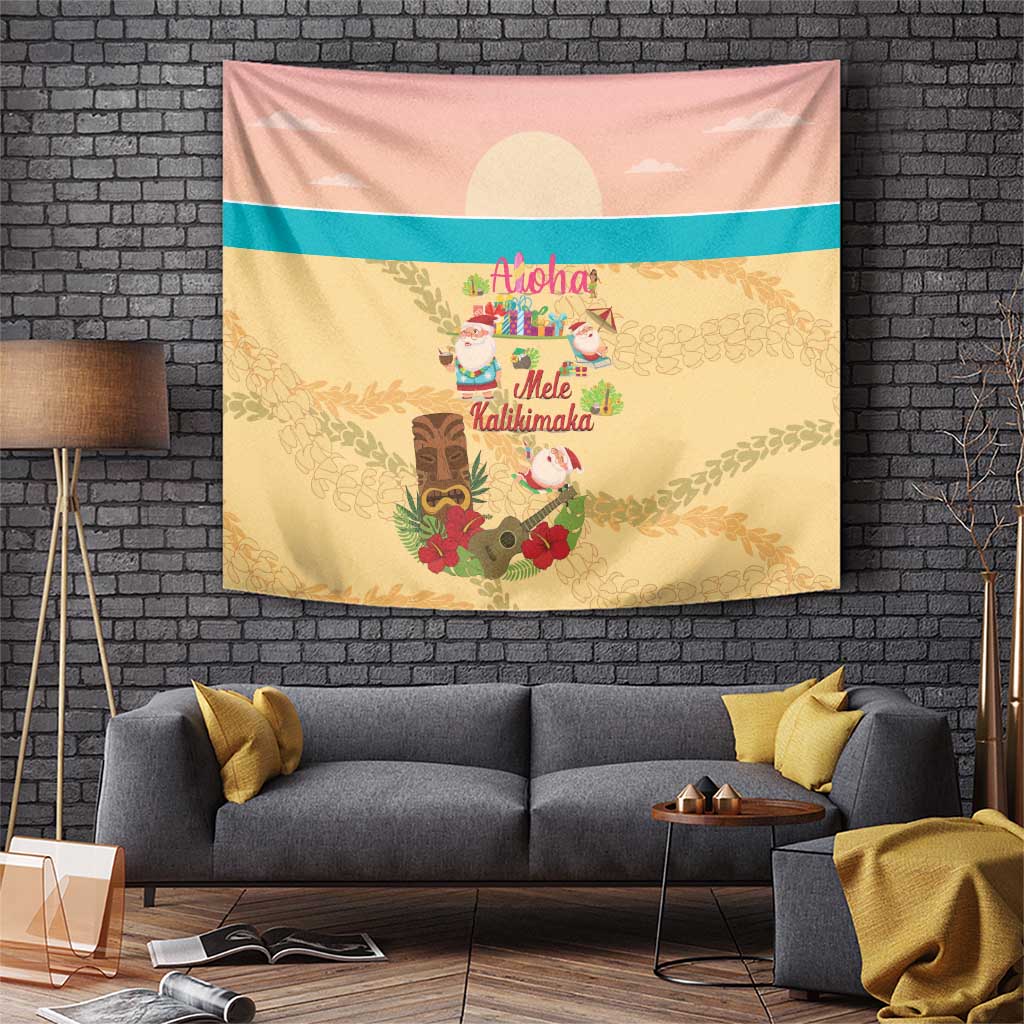 Aloha Hawaii Mele Kalikimaka Tapestry Beachy Funny Santa Hawaiian Lei - Polynesian Pride