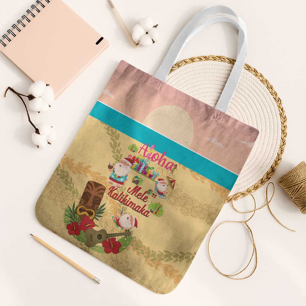 Aloha Hawaii Mele Kalikimaka Tote Bag Beachy Funny Santa Hawaiian Lei - Polynesian Pride