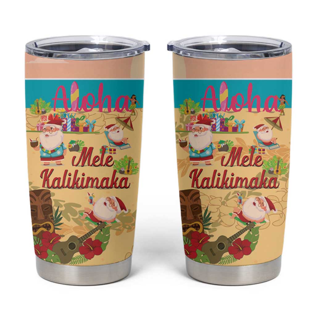 Aloha Hawaii Mele Kalikimaka Tumbler Cup Beachy Funny Santa Hawaiian Lei - Polynesian Pride