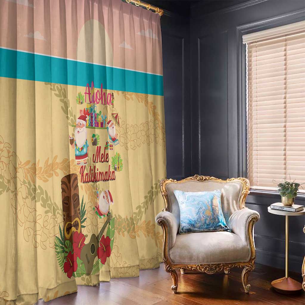Aloha Hawaii Mele Kalikimaka Window Curtain Beachy Funny Santa Hawaiian Lei - Polynesian Pride