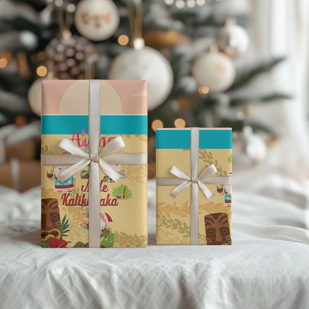Aloha Hawaii Mele Kalikimaka Wrapping Paper Beachy Funny Santa Hawaiian Lei - Polynesian Pride