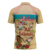 Aloha Hawaii Mele Kalikimaka Zipper Polo Shirt Beachy Funny Santa Hawaiian Lei - Polynesian Pride