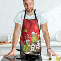 New Zealand Kakapo Christmas Apron Owl Parrot Santa Sliver Fern Manuka - Red - Polynesian Pride