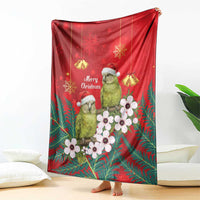 New Zealand Kakapo Christmas Blanket Owl Parrot Santa Sliver Fern Manuka - Red - Polynesian Pride