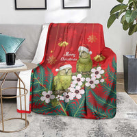 New Zealand Kakapo Christmas Blanket Owl Parrot Santa Sliver Fern Manuka - Red - Polynesian Pride