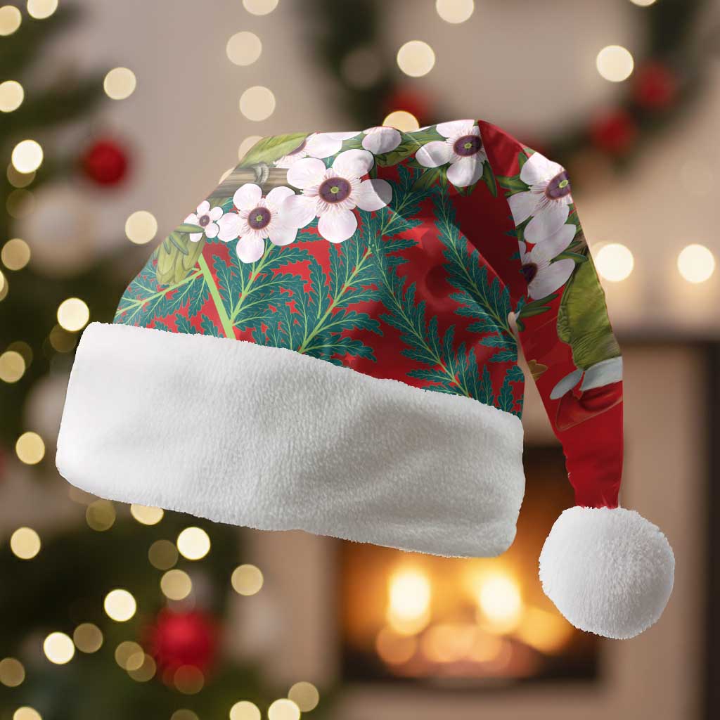 New Zealand Kakapo Christmas Santa Hat Owl Parrot Santa Sliver Fern Manuka - Red - Polynesian Pride