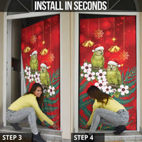 New Zealand Kakapo Christmas Door Cover Owl Parrot Santa Sliver Fern Manuka - Red - Polynesian Pride