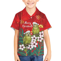 New Zealand Kakapo Christmas Family Matching Tank Maxi Dress and Hawaiian Shirt Owl Parrot Santa Sliver Fern Manuka - Red - Polynesian Pride