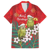 New Zealand Kakapo Christmas Hawaiian Shirt Owl Parrot Santa Sliver Fern Manuka - Red - Polynesian Pride