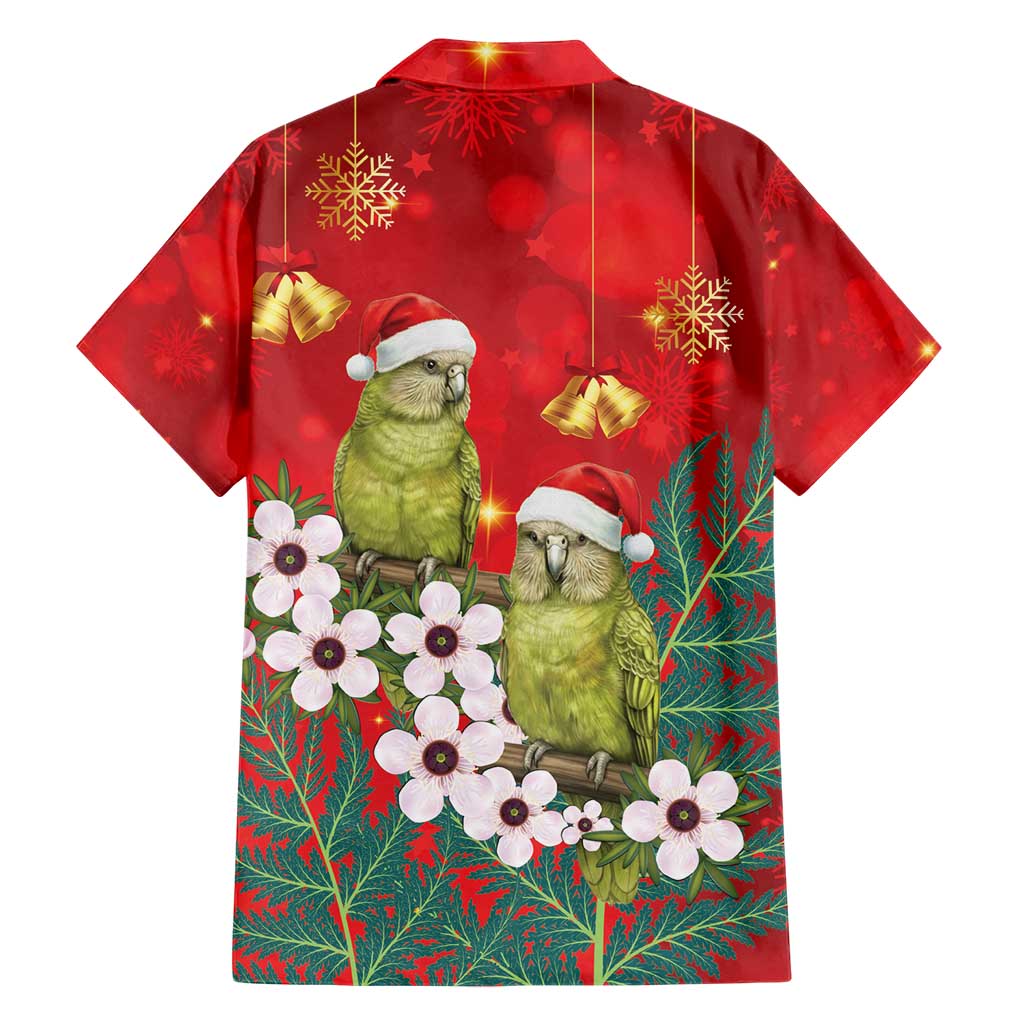 New Zealand Kakapo Christmas Hawaiian Shirt Owl Parrot Santa Sliver Fern Manuka - Red - Polynesian Pride