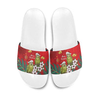 New Zealand Kakapo Christmas Slide Sandals Owl Parrot Santa Sliver Fern Manuka - Red - Polynesian Pride