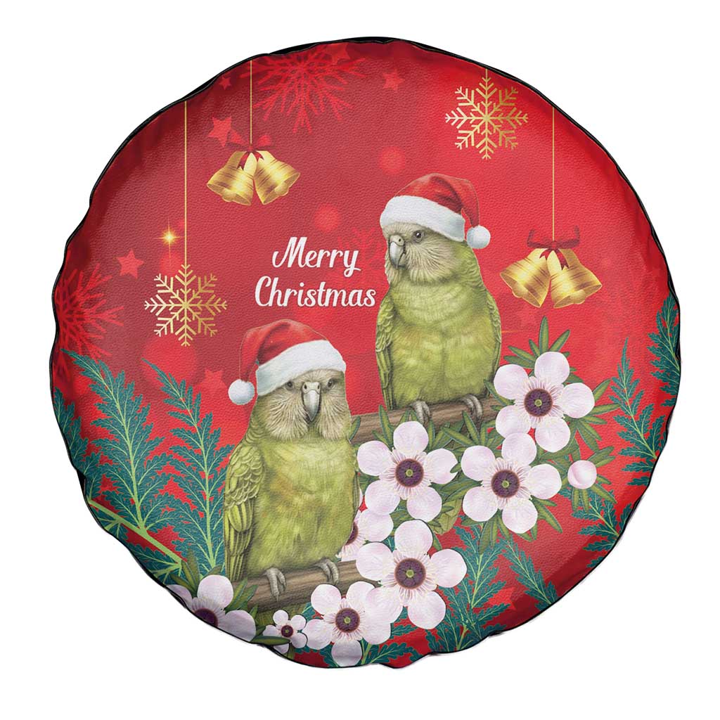 New Zealand Kakapo Christmas Spare Tire Cover Owl Parrot Santa Sliver Fern Manuka - Red - Polynesian Pride