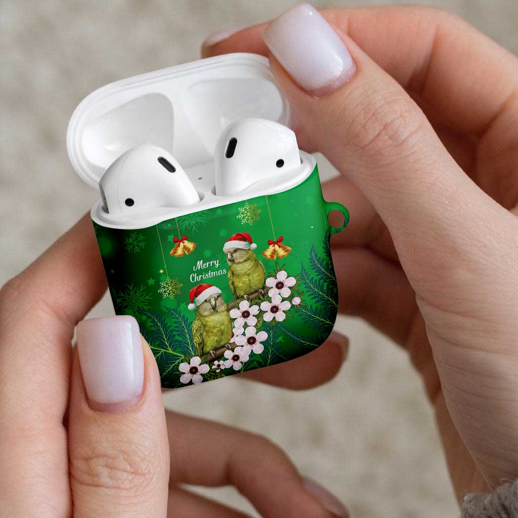 New Zealand Kakapo Christmas AirPods Case Owl Parrot Santa Sliver Fern Manuka - Green - Polynesian Pride