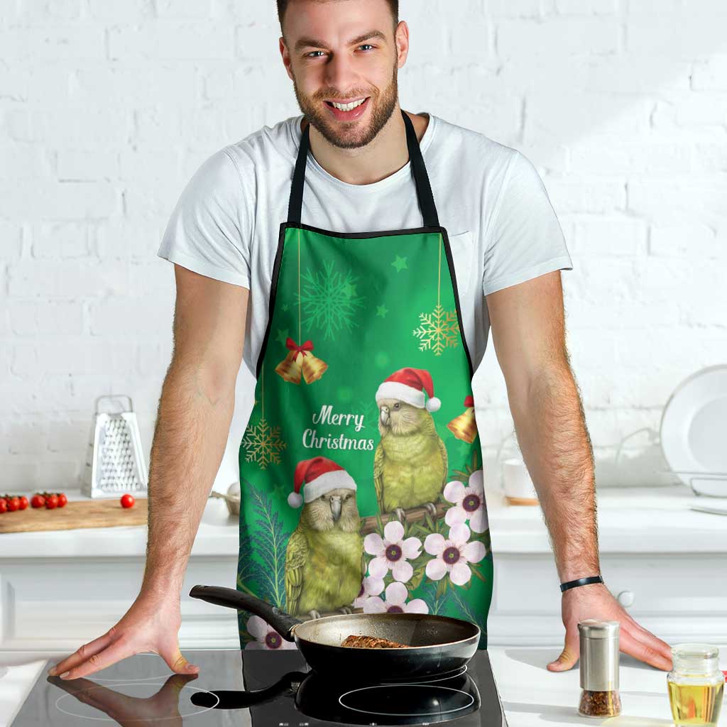 New Zealand Kakapo Christmas Apron Owl Parrot Santa Sliver Fern Manuka - Green - Polynesian Pride