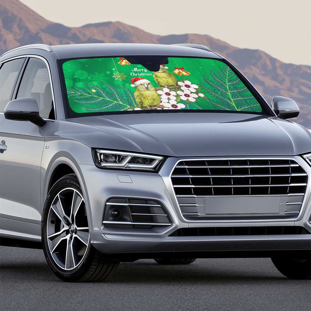 New Zealand Kakapo Christmas Auto Sun Shade Owl Parrot Santa Sliver Fern Manuka - Green - Polynesian Pride