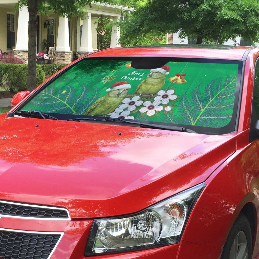 New Zealand Kakapo Christmas Auto Sun Shade Owl Parrot Santa Sliver Fern Manuka - Green - Polynesian Pride
