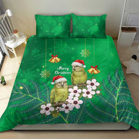 New Zealand Kakapo Christmas Bedding Set Owl Parrot Santa Sliver Fern Manuka - Green - Polynesian Pride