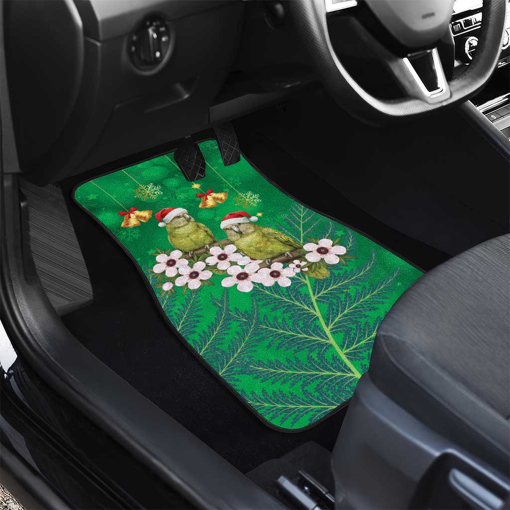 New Zealand Kakapo Christmas Car Mats Owl Parrot Santa Sliver Fern Manuka - Green - Polynesian Pride