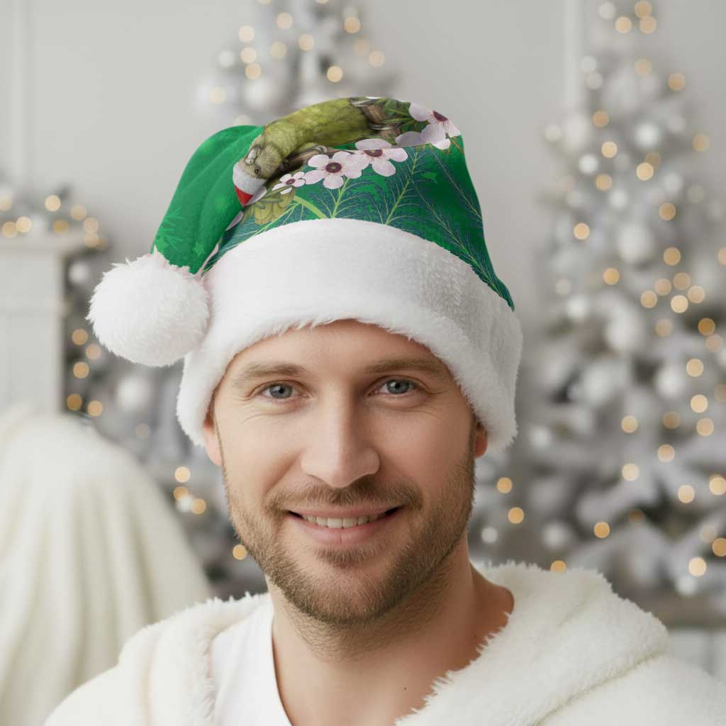 New Zealand Kakapo Christmas Santa Hat Owl Parrot Santa Sliver Fern Manuka - Green - Polynesian Pride