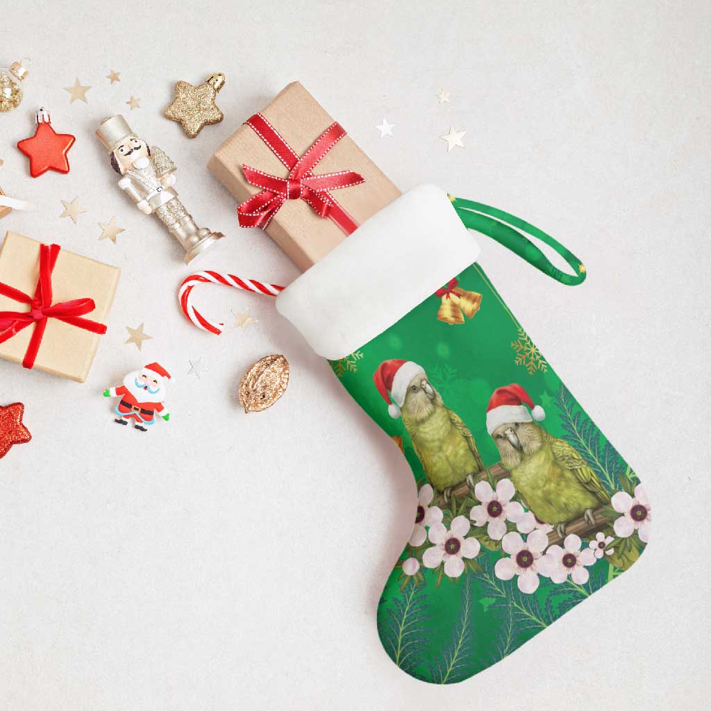 New Zealand Kakapo Christmas Stocking Owl Parrot Santa Sliver Fern Manuka - Green - Polynesian Pride