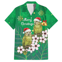 New Zealand Kakapo Christmas Family Matching Off Shoulder Short Dress and Hawaiian Shirt Owl Parrot Santa Sliver Fern Manuka - Green - Polynesian Pride