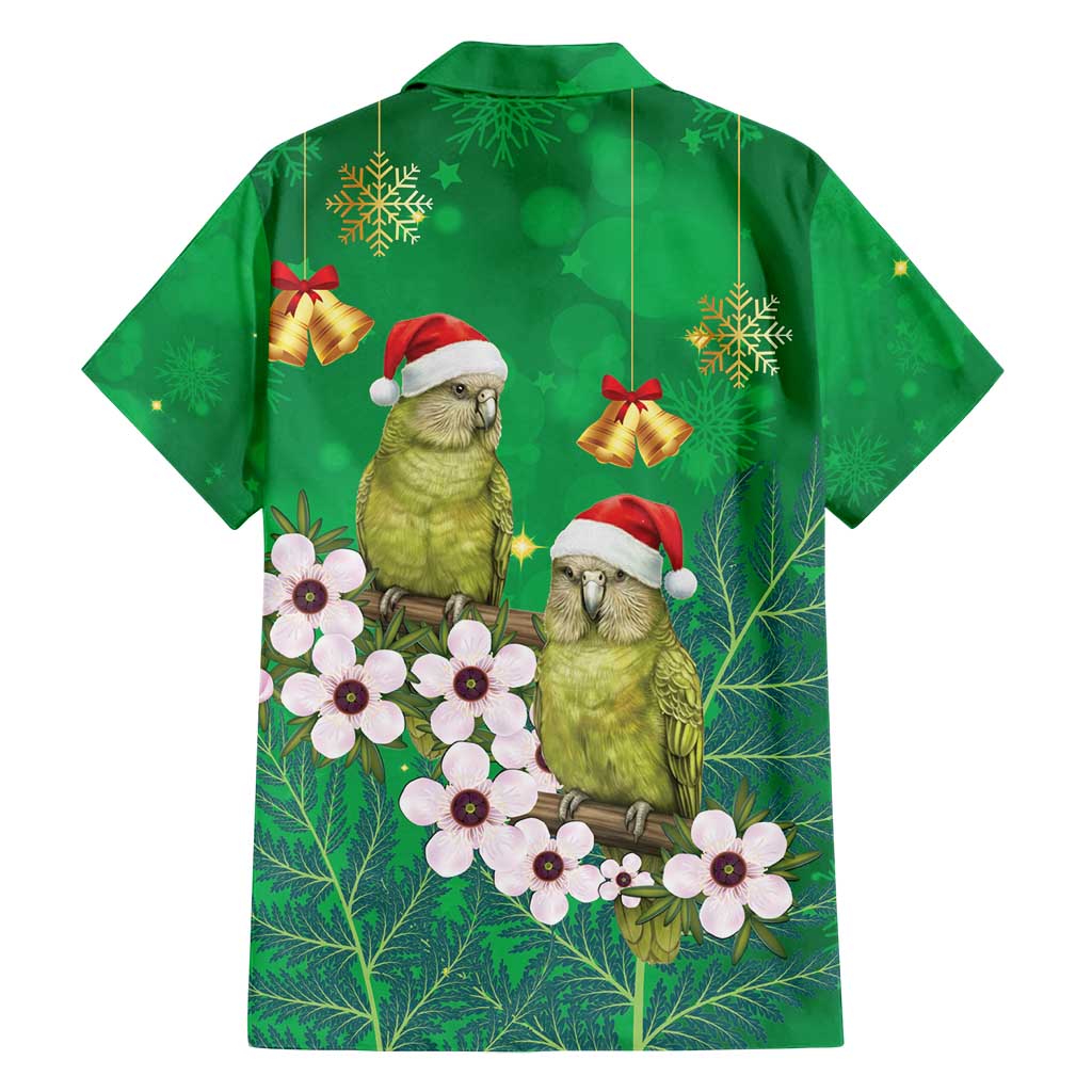 New Zealand Kakapo Christmas Family Matching Summer Maxi Dress and Hawaiian Shirt Owl Parrot Santa Sliver Fern Manuka - Green - Polynesian Pride