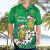 New Zealand Kakapo Christmas Hawaiian Shirt Owl Parrot Santa Sliver Fern Manuka - Green - Polynesian Pride