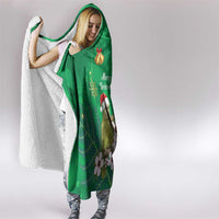 New Zealand Kakapo Christmas Hooded Blanket Owl Parrot Santa Sliver Fern Manuka - Green - Polynesian Pride