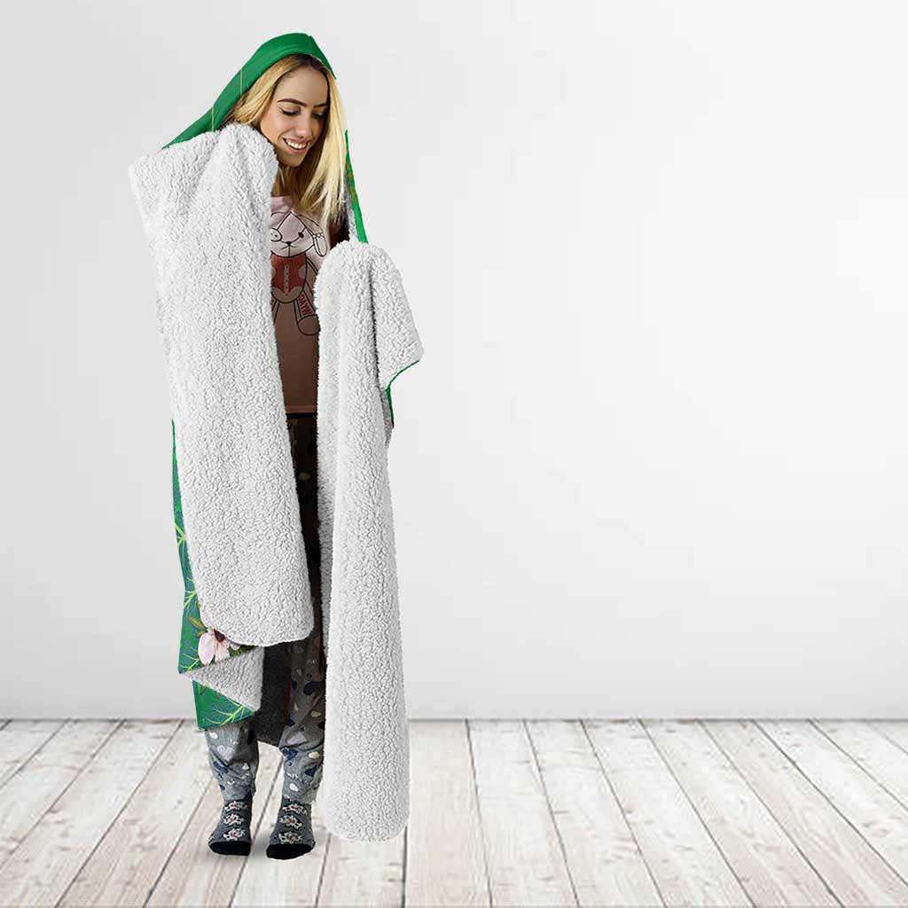 New Zealand Kakapo Christmas Hooded Blanket Owl Parrot Santa Sliver Fern Manuka - Green - Polynesian Pride