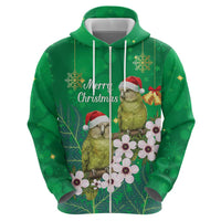 New Zealand Kakapo Christmas Hoodie Owl Parrot Santa Sliver Fern Manuka - Green - Polynesian Pride