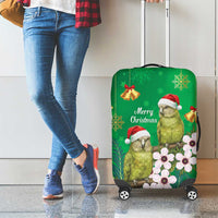 New Zealand Kakapo Christmas Luggage Cover Owl Parrot Santa Sliver Fern Manuka - Green - Polynesian Pride