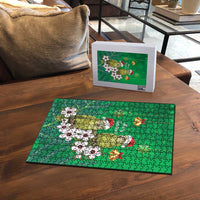 New Zealand Kakapo Christmas Puzzle Owl Parrot Santa Sliver Fern Manuka - Green - Polynesian Pride