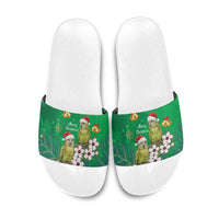 New Zealand Kakapo Christmas Slide Sandals Owl Parrot Santa Sliver Fern Manuka - Green - Polynesian Pride