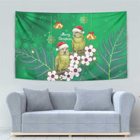 New Zealand Kakapo Christmas Tapestry Owl Parrot Santa Sliver Fern Manuka - Green - Polynesian Pride