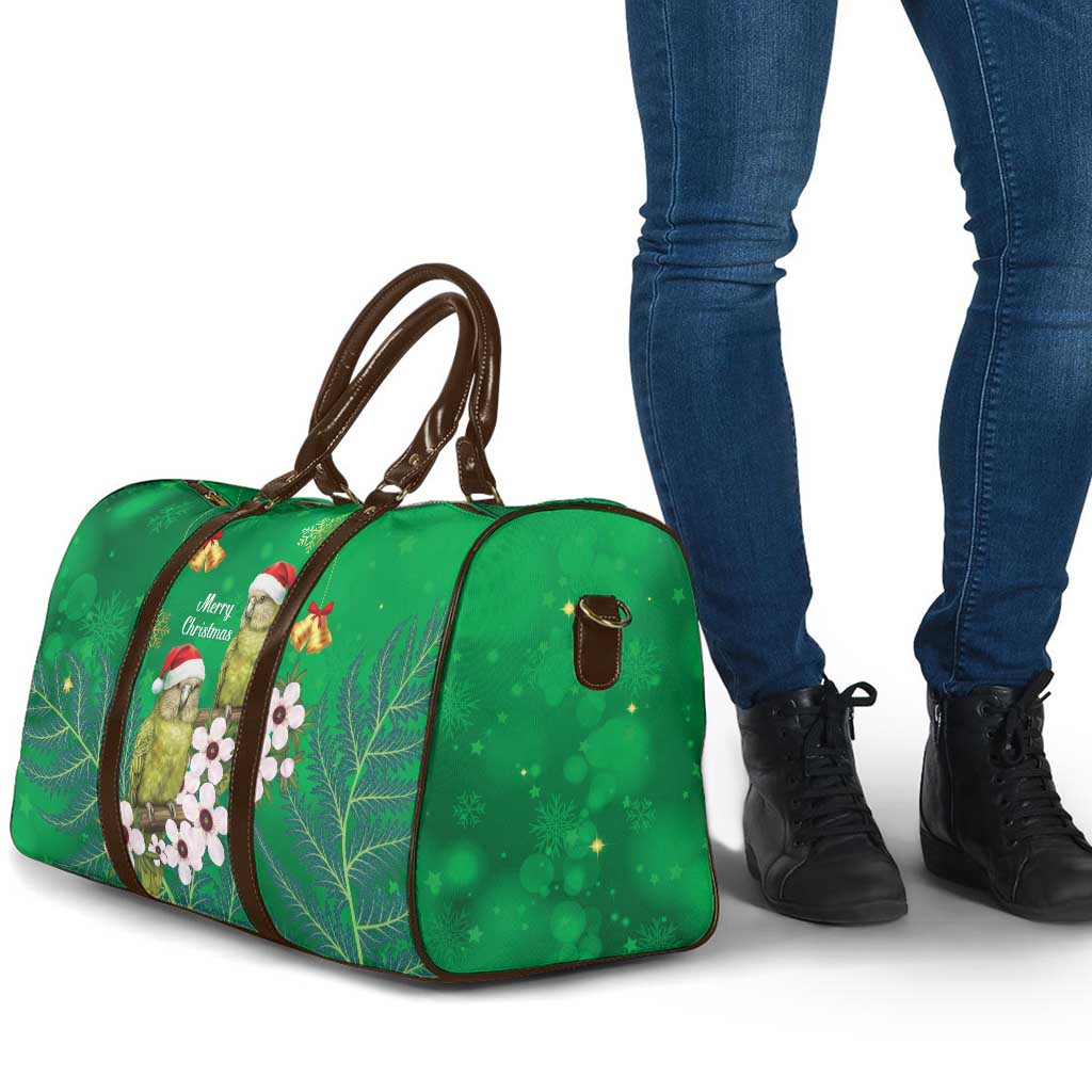 New Zealand Kakapo Christmas Travel Bag Owl Parrot Santa Sliver Fern Manuka - Green - Polynesian Pride