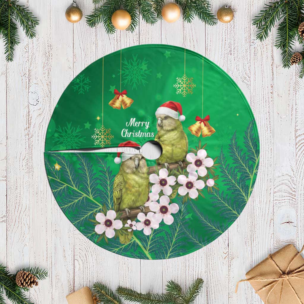 New Zealand Kakapo Christmas Tree Skirt Owl Parrot Santa Sliver Fern Manuka - Green LT14 Casual Green - Polynesian Pride