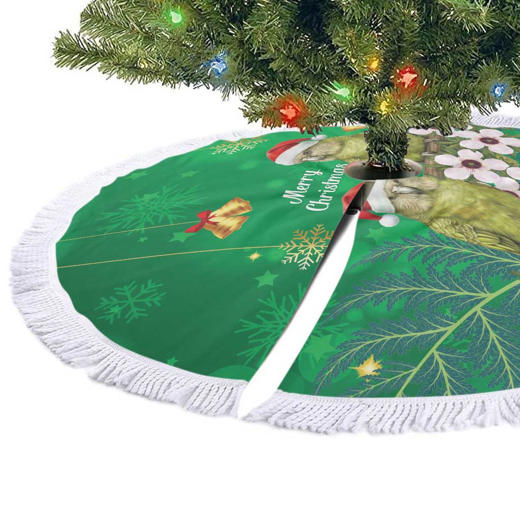 New Zealand Kakapo Christmas Tree Skirt Owl Parrot Santa Sliver Fern Manuka - Green LT14 - Polynesian Pride