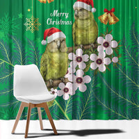 New Zealand Kakapo Christmas Window Curtain Owl Parrot Santa Sliver Fern Manuka - Green - Polynesian Pride