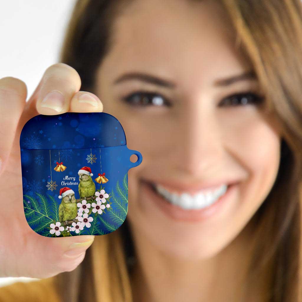 New Zealand Kakapo Christmas AirPods Case Owl Parrot Santa Sliver Fern Manuka - Blue - Polynesian Pride